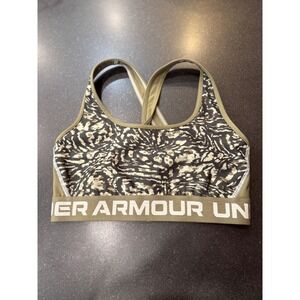 Under‎ Armour Sports Bra Women Medium Olive Green Animal Print Racerback